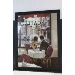 Jack Vettriano Framed Art Print Romancing Couple seated in a Cafe