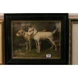 Framed Oil Painting Study of Two Terriers in a Byre