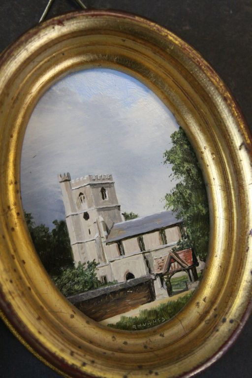 Robert Hughes (20th century British school) three oval miniature paintings, oil on board, - Image 3 of 4