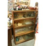 Vintage / Retro ' Minty of Oxford ' Oak Four Section Bookcase with Sliding Glass Doors, with label