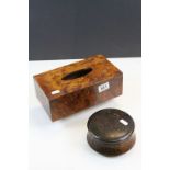 Burr Walnut tissue box & a Lacquer Trinket box