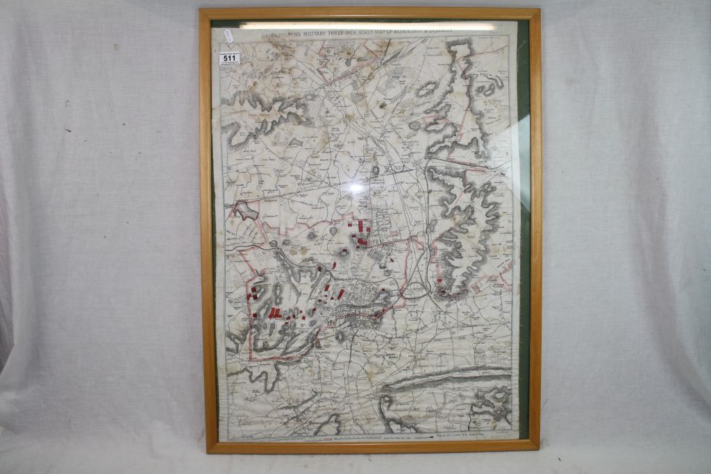 A Framed And Glazed Military Three Inch Scale Map Of Aldershot And District Printed By Gale &