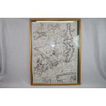 A Framed And Glazed Military Three Inch Scale Map Of Aldershot And District Printed By Gale &
