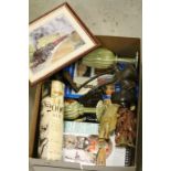 Mixed collectables to include a pair of Oriental Soapstone figures, unopened Millenium Ale,