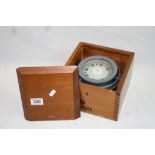 A Vintage Naval Ships Sestral Compass In Box On Gimbal Mounting.