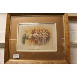 Early 20th century Signed Humorous Watercolour ' The Village Choir ', maple framed