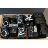 Tray of vintage Cameras etc to include Voightlander, Yashica etc