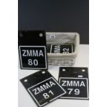 12 European Enamel Train markers with twin hanging holes