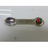 Vanni Mazzetti silver caddy spoon with swivel enamelled multi-coloured ball to finial, length