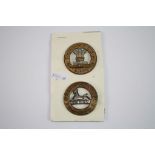 Two British Military Helmet Plate Centre Badges For The Welsh Regiment And The Gloucestershire