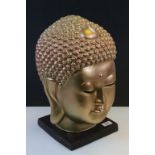 Large Asian Resin Buddha Head with gold paint finish