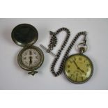 A Military Issue Helvetia GS/TP P91809 Pocket Watch Together With A Military Issue Dennison Cased