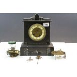 Vintage Slate clock with Marble inlay for restoration