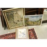 Two framed Watercolours & a framed Oil painting all with Melksham interest