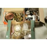 Mixed collectables to include brassware, Silver plate, binoculars etc