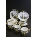 Four place setting Shelly Art Deco teaset