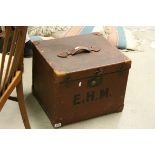 Vintage Square Leather Bound Trunk