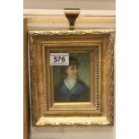 Gilt Framed Oil Painting Miniature of a Regal Gentleman