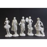 Five Royal Worcester Compton & Woodhouse White Glazed figurines from the 1920's Vogue collection