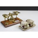 Set of vintage Postal Scales and a novelty ceramic Cruet set in the form of Cows