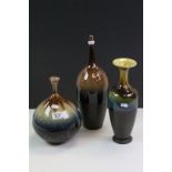 Three Persian drip glazed Vases in varying sizes