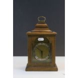 Wooden cased striking Mantle Clock with key, maker marked FHF to movement
