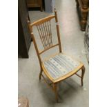 Early 20th century Pale Bedroom Chair with Slender Turned Spindle Back