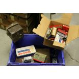 Box of collectables to include vintage tins and tools