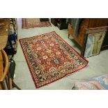 Persian Red and Navy Tabriz Design Rug, 120cms x 180cms