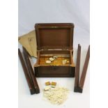 Wooden cased Bamboo & Bone Mah Jong set with instructions and Tile stands