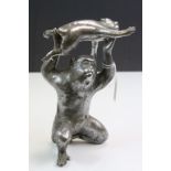Two piece White metal Oriental Monkey sculpture