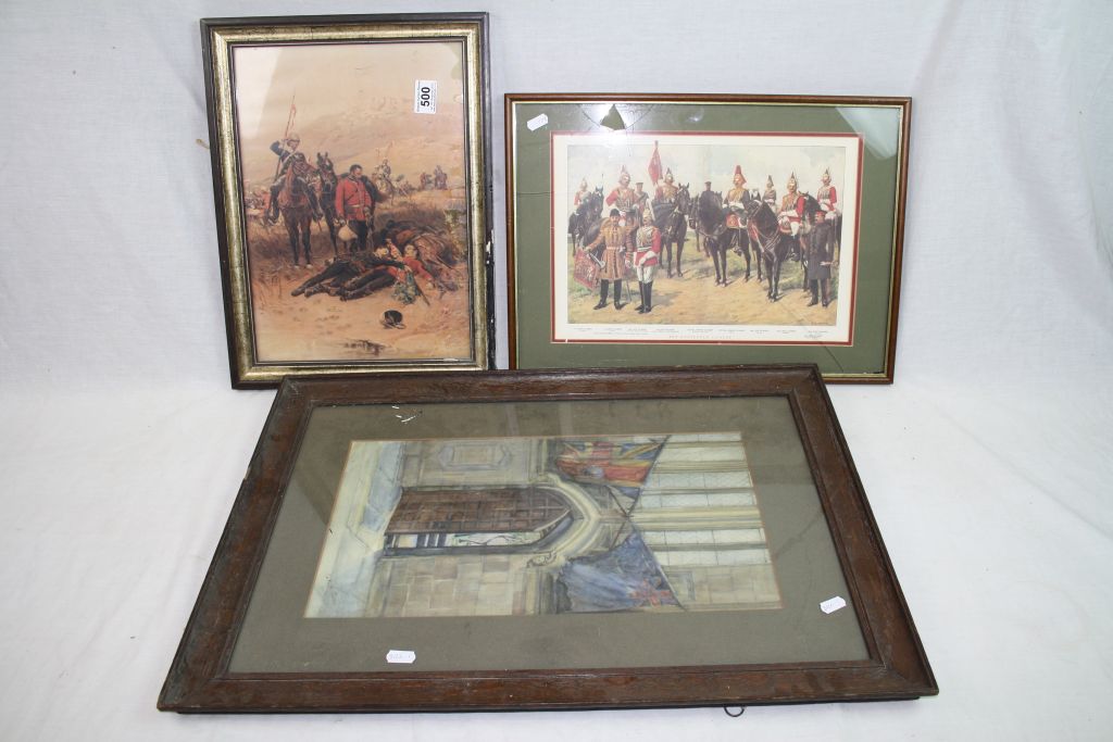 A Collection Of Three Military Framed Pictures.