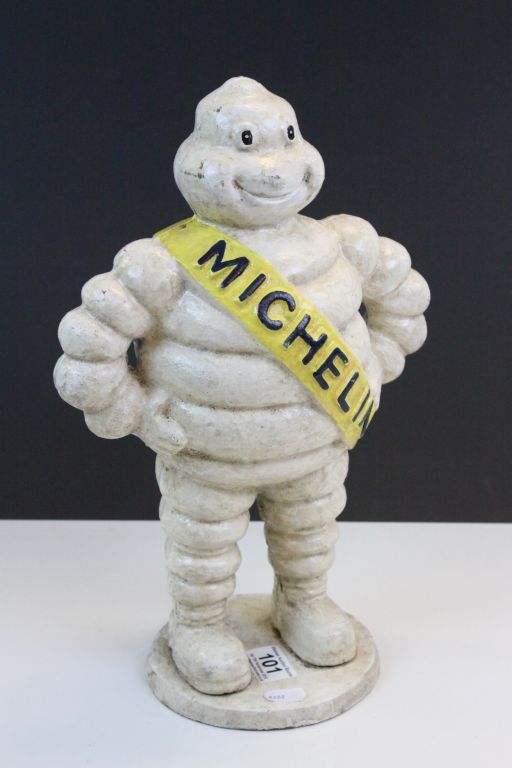 Painted cast Iron Michelin Man advertising statue