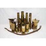 A Large Collection Of Mainly World War One / WW1 Inert Artillery Shells And Trench Art.