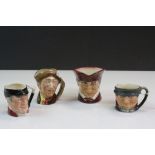 Four small Character jugs, three by Royal Doulton