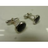 Pair of Silver and Onyx Cufflinks