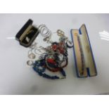 Box of Assorted Silver and White Metal Jewellery including Rings, Chains, Brooches, etc