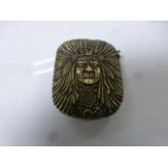 Brass Vesta Case with Red Indian Chief embossed to the case
