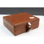 Underwood Crocodile effect Leather watch box for six watches