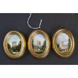 Robert Hughes (20th century British school) three oval miniature paintings, oil on board,