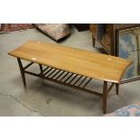 Retro Teak Coffee Table with Slatted Magazine Shelf Below, 121cms long