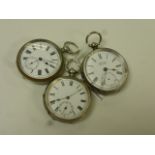 Silver key wind pocket watch, the face marked H Samuel Manchester, white enamel dial and