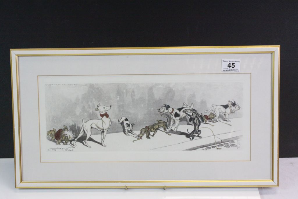 Boris O'Klein - Framed and Glazed Print of Dogs in the Street
