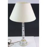 Column style vintage ceramic Lamp with hand painted Floral decoration & Gilt detailing