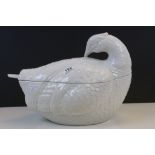 Blanc de Chine Ceramic Tureen in the form of a Pheasant with Ladle Tail