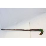 Hand Carved Wooden Walking Stick with the Handle in the form of a Pheasant