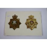 Two British Military Band Helmet Badges To The Devonshire & Dorset Regiment & The Royal