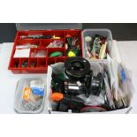 Boxed of Assorted Sea Fishing Tackle to include Rigs, Lines, Scales, Lures, Head Torches, Tackle