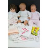 Three vintage Dolls with clothing