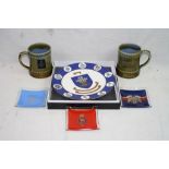 A Collection Of Military Related Pottery And Glass To Include A Presentation Plate To The Warrent